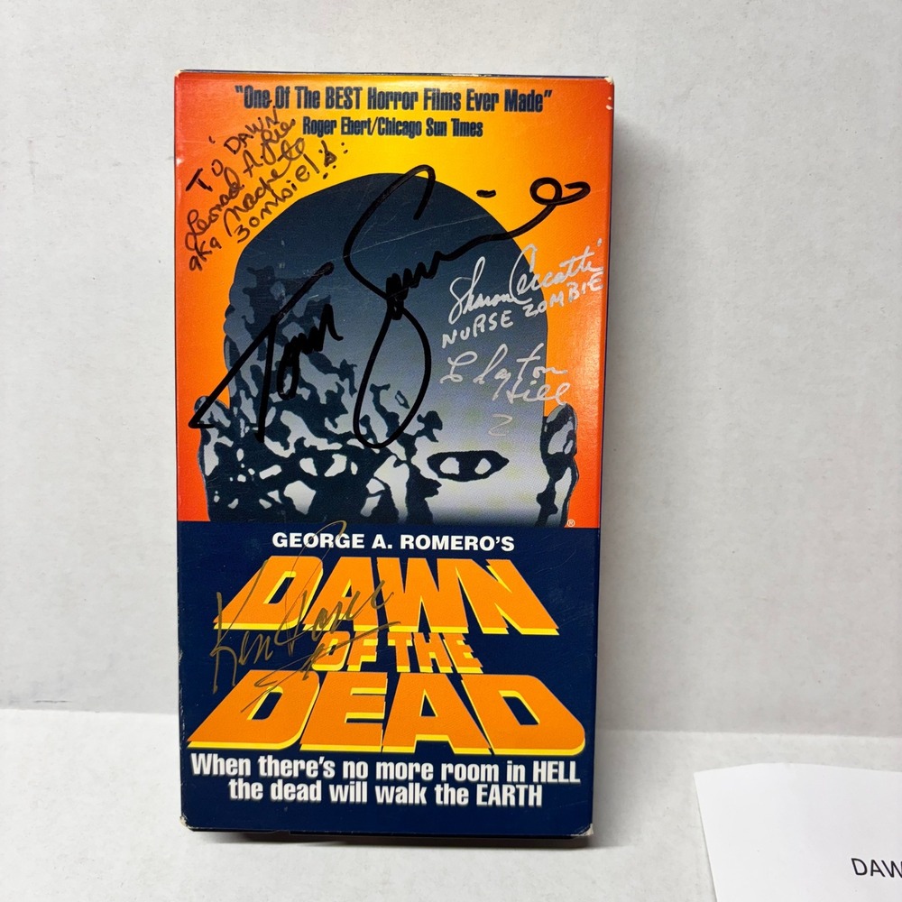 Anchor Bay Dawn of the Dead VHS Multicolored Signed Tom Savini Ken Foree